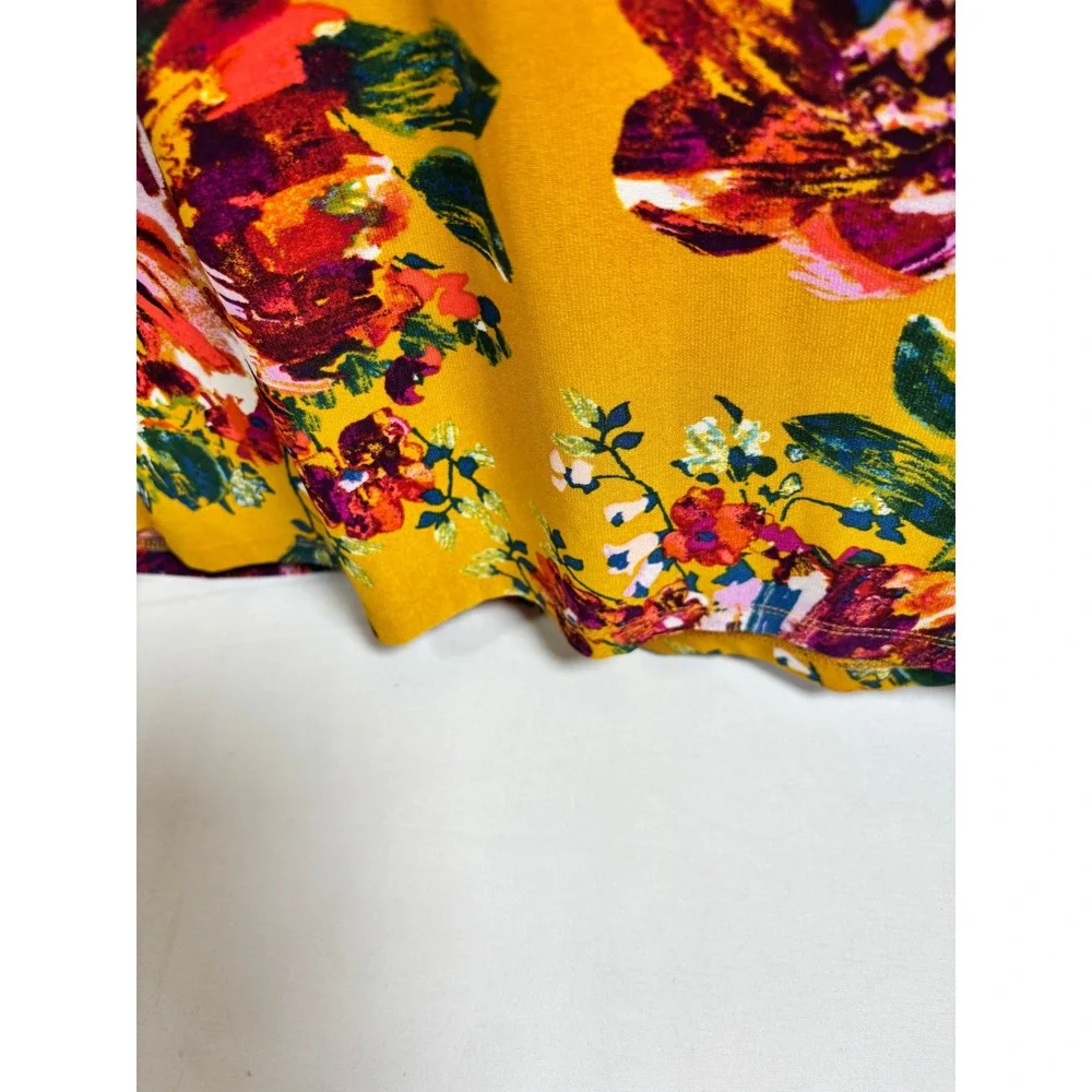 Cato C 1946 Women's Yellow Floral Print Jersey Knit Maxi Skirt Plus Size 14/16W